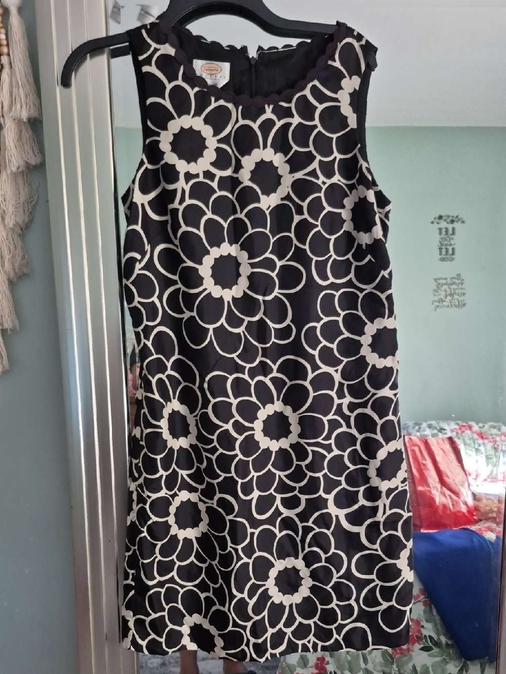 Talbots Black Dress with White Floral Pattern